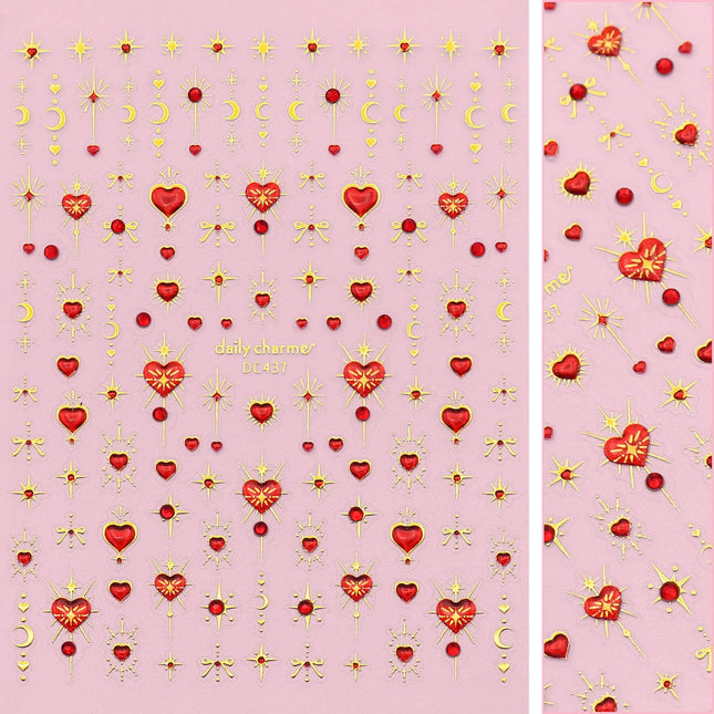 Daily Charme Valentine Bejeweled Nail Art Sticker Starcrossed Hearts