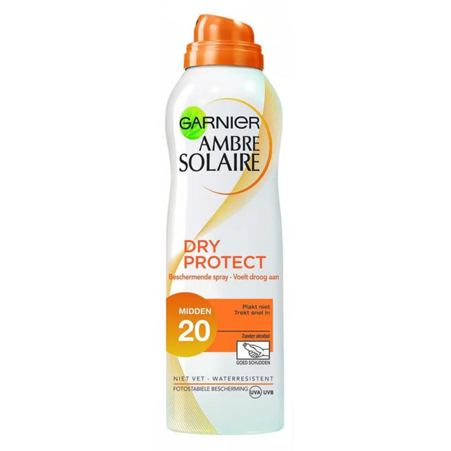 Garnier Ambre Solaire Sunscreen Dry Protect SPF 20 200 ml.