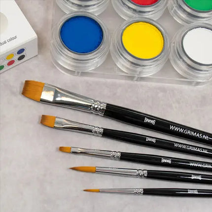 Grimas Face Paint Brush Set Round Flat