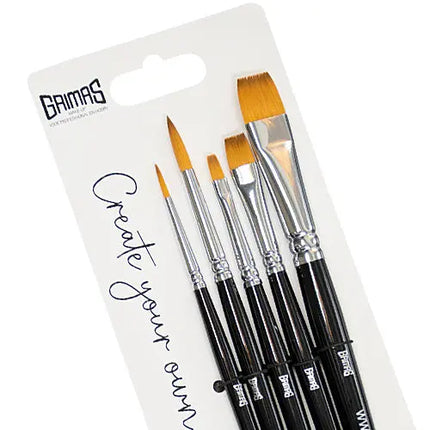 Grimas Face Paint Brush Set Round Flat