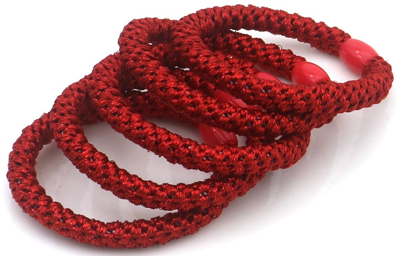 Hair Accessories Hair Elastics 5pcs Glitter Red