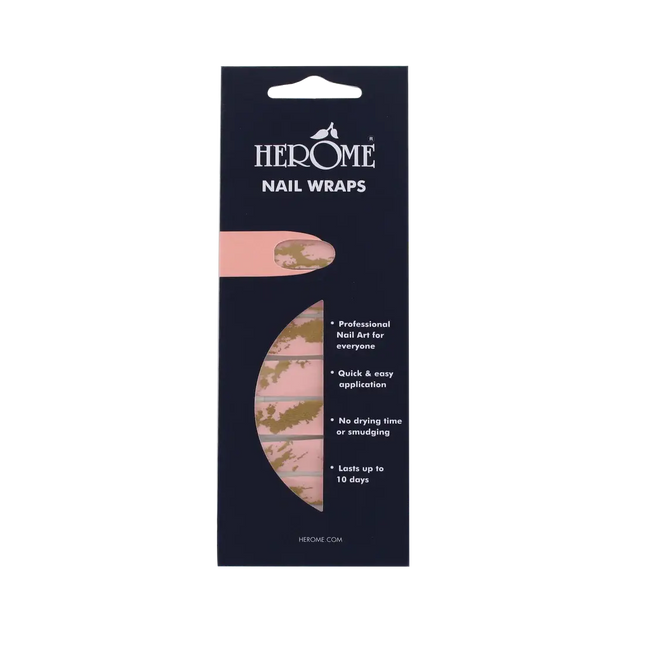 Herôme Nail Wraps Pink & Gold Marble
