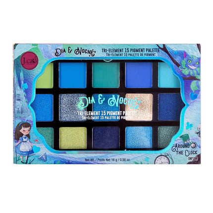 J.Cat Beauty Dia And Noche Tri Element 15 Pigment Palette Around The Clock
