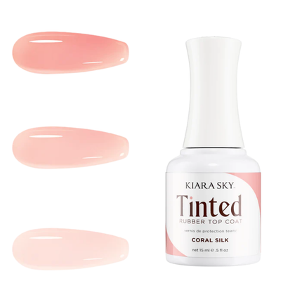 Kiara Sky Tinted Rubber Top Coat Coral Silk
