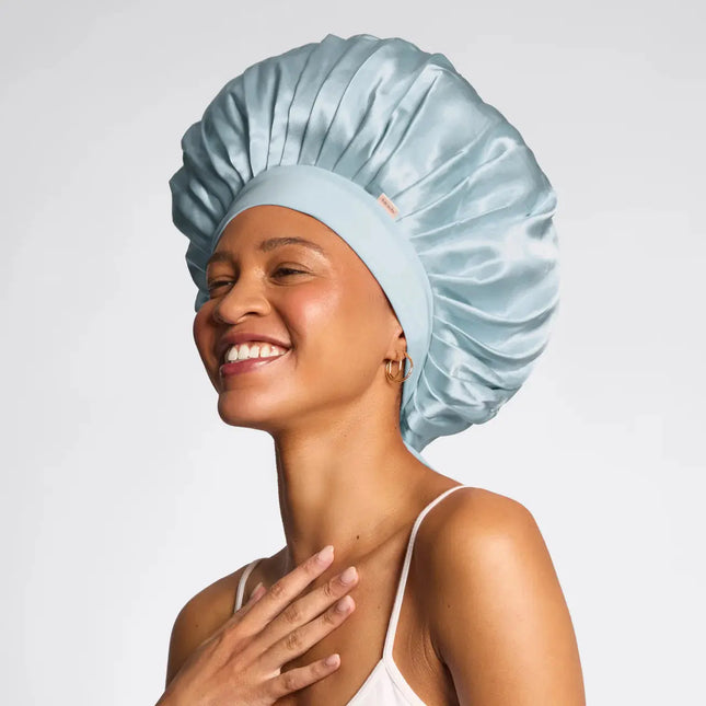 Kitsch Adjustable Oversized Satin Bonnet Haze Blue