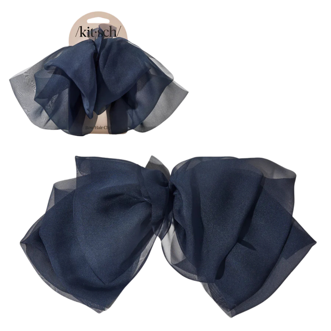 Kitsch Chiffon Bow Hair Clip Blue Orchid