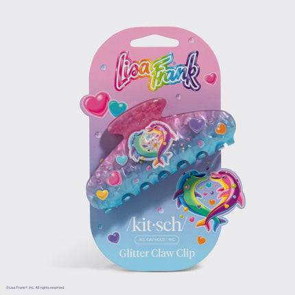 Kitsch Lisa Frank Glitter Claw Clip Dancing Dolphins™
