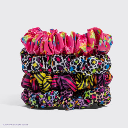 Kitsch Lisa Frank Ruched Satin Scrunchies Rainbow Leopard