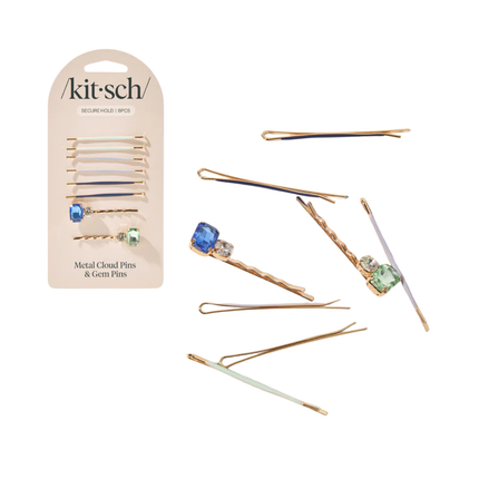 Kitsch Metal Cloud & Gem Pins Set Garden Bouquet