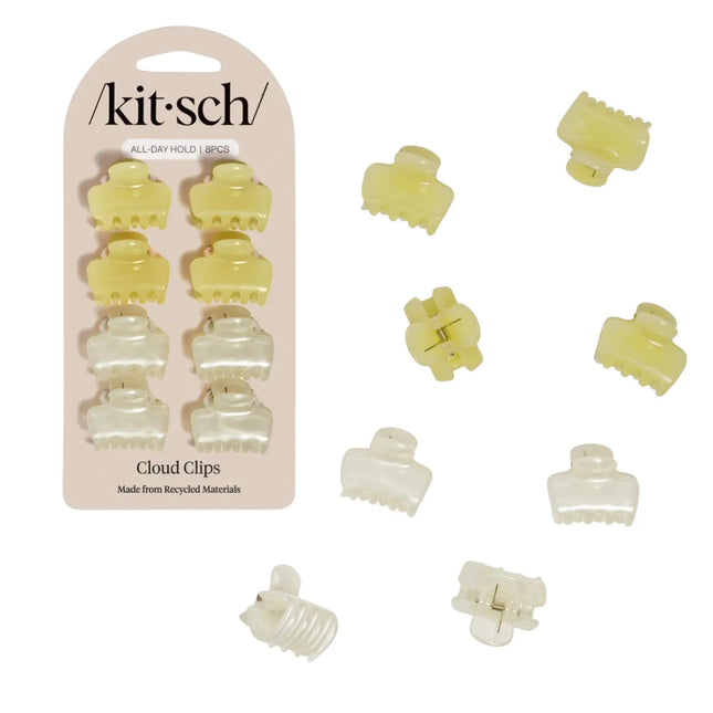 Kitsch Mini Jelly Cloud Clips 8pc Set Pearlized Cream & Butter Yellow