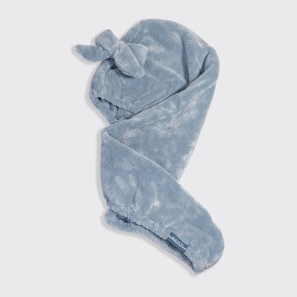 Kitsch Plush Microfiber Hair Towel Turban with Bow Coastal Blue