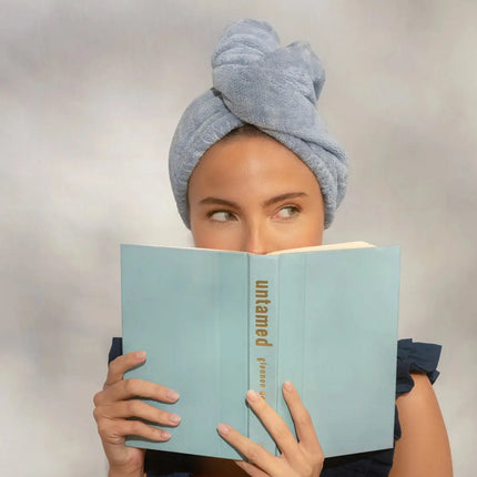 Kitsch Plush Microfiber Hair Towel Turban with Bow Coastal Blue