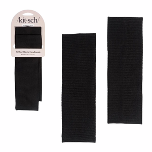 Ribbed Elastic Headbands Set Black