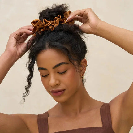 Kitsch Ruffle Scrunchie Camel