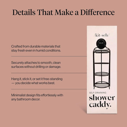 Kitsch Self Draining Shower Caddy Black