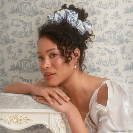 Kitsch x Bridgerton Satin Pillow Scrunchies Toile In Bloom