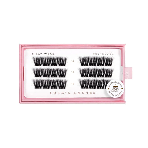 Lola's Lashes Pre-glued Lashes Bold Definition 14mm, voorgelijmde wimperclusters voor volume.