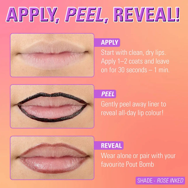 Makeup Revolution Lip Shift Ink Peel Off Lipliner Stain Rose Inked