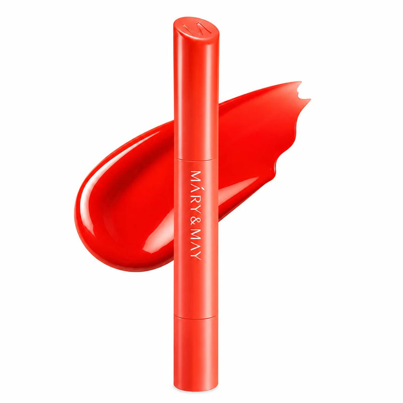 Mary & May Blooming Glow Lip 09 Sunset Tangerine, oranje lipgloss met glanzende finish