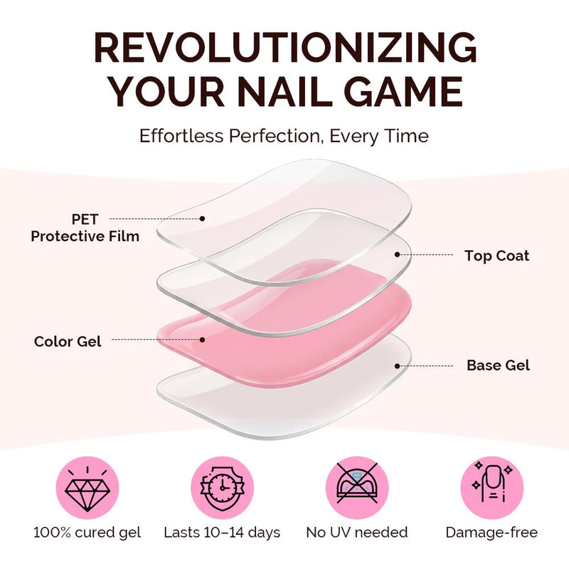 MelodySusie Aurora Collection Real Gel Nail Strips Mani & Pedi Set Disco Pink