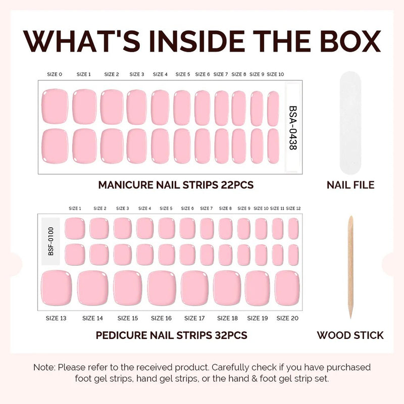 MelodySusie Aurora Collection Real Gel Nail Strips Mani & Pedi Set Disco Pink