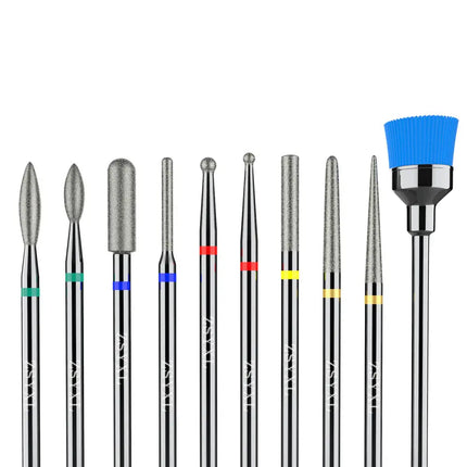 MelodySusie Diamond Cuticle Nail Drill Bits Set 10Pcs