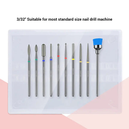 MelodySusie Diamond Cuticle Nail Drill Bits Set 10Pcs