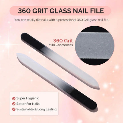 MelodySusie Double Sided 360 Grit Glass Nail File Set 4Pcs