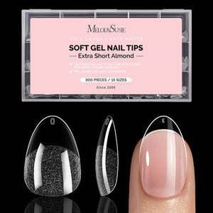 Half Matte Clear Acrylic Full Cover Nail Tips Extra Short Almond