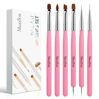 Nail Art Brushes Set Pink 6Pcs
