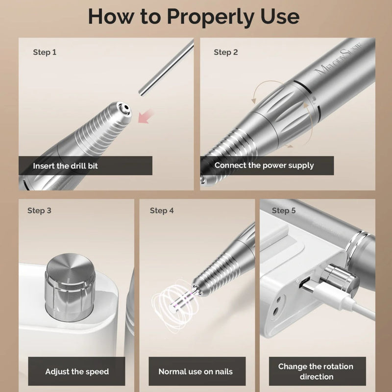 MelodySusie SC300F Clip On Rechargeable Nail Drill 30.000RPM White