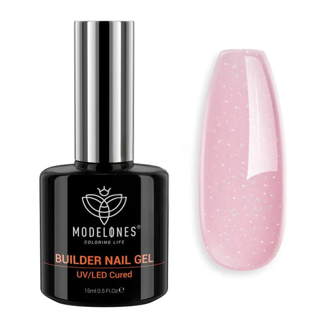 Modelones 8-in-1 Builder Nail Gel Nude Pink Glitter