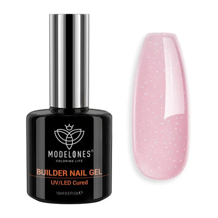 Modelones 8-in-1 Builder Nail Gel Nude Pink Glitter