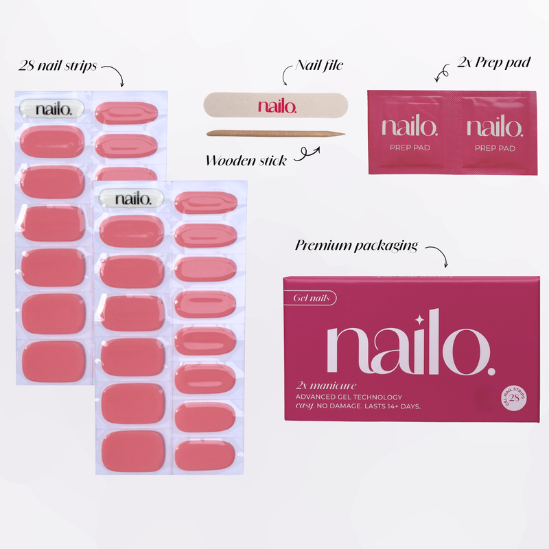Nailo gellak stickers Teddy Pink, warm roze