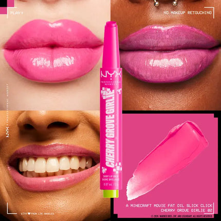 NYX Professional Makeup A Minecraft Movie Fat Oil Slick Click Lipbalm Cherry Grove Girlie