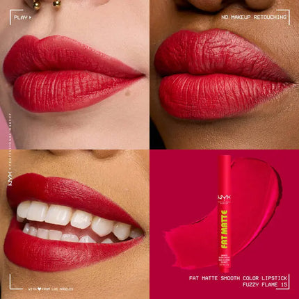 NYX Professional Makeup Fat Matte Smooth Color Lipstick Fuzzy Flame