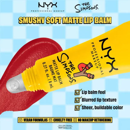 NYX Professional Makeup Simpson Smushy Blurred Finish Matte Lip Balm Bart Rebel Red
