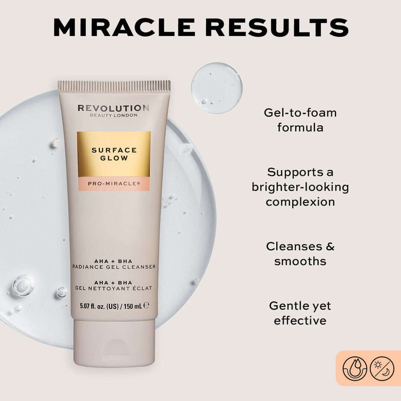 Revolution Pro Miracle Surface Glow AHA + BHA Radiance Gel Cleanser