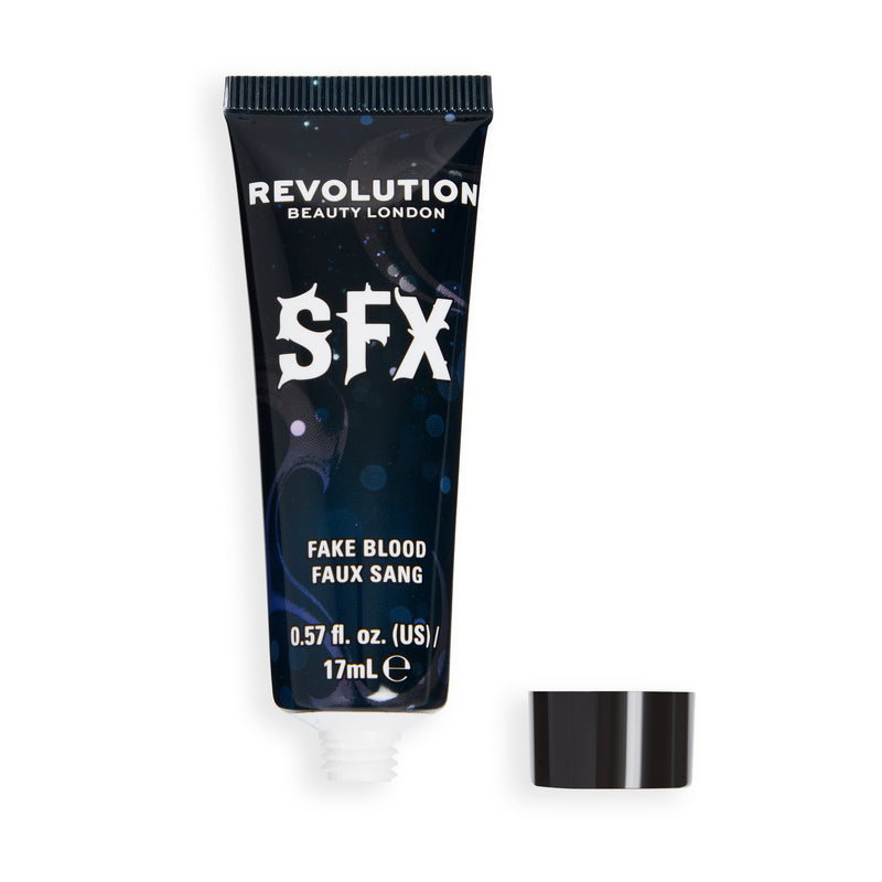 Geöffnete Tube SFX Fake Blood mit der Kappe daneben