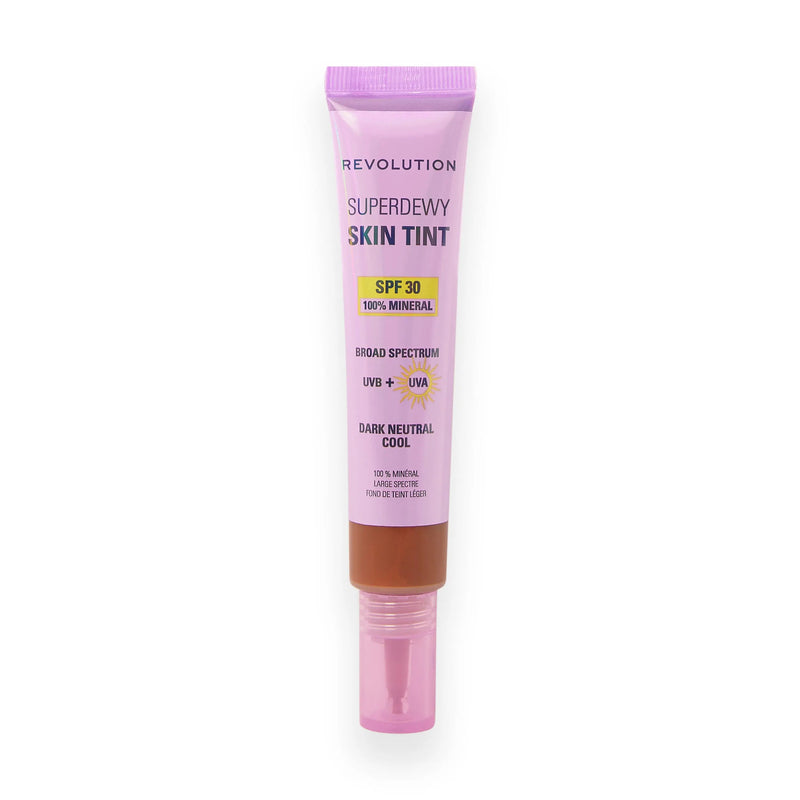 Revolution Superdewy SPF30 Skin Tint Dark Neutral Cool, foundation met SPF30