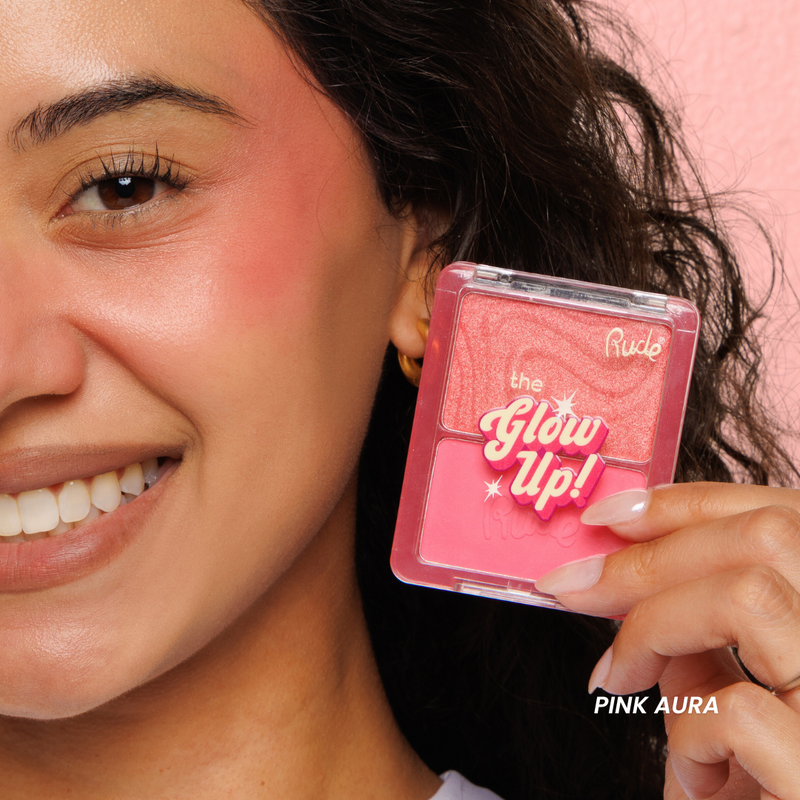 Rude Cosmetics The Glow Up! Matte & Shimmer Blush Duo Blazing Red, blush duo met matte en shimmer finish., foto 3 van 9