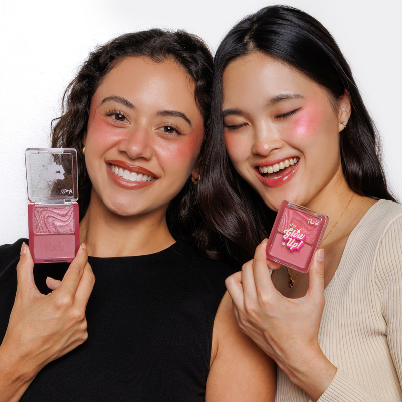 Rude Cosmetics The Glow Up! Matte & Shimmer Blush Duo Pink Aura, 2-in-1 blush duo, foto 5 van 9