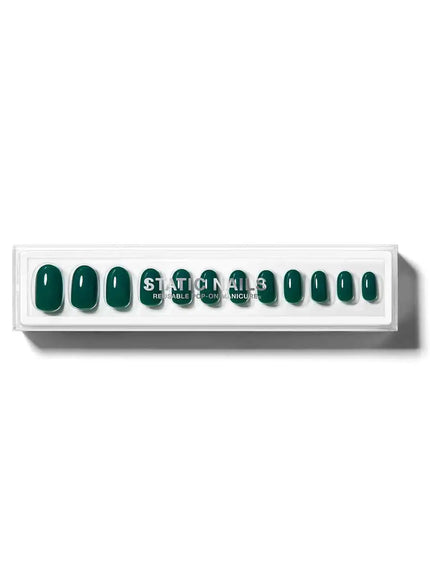 Static Nails Reusable Pop-On Manicure Emerald Noir Round