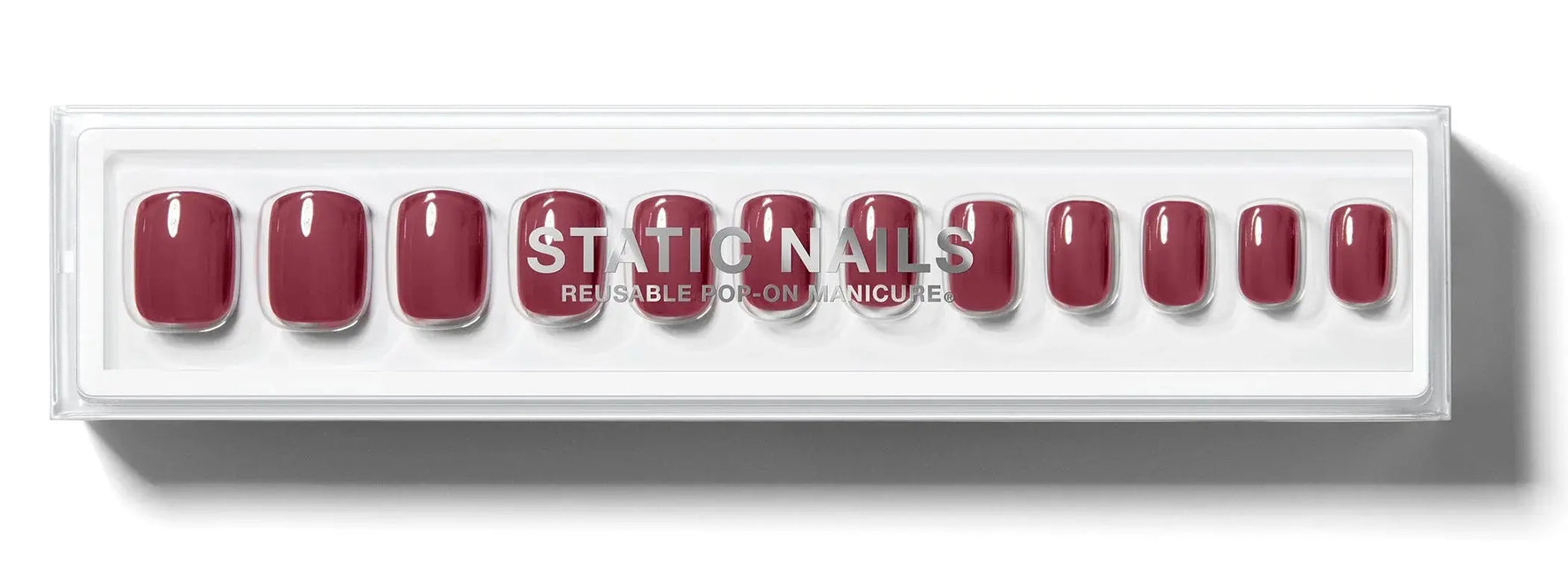 Static Nails Reusable Pop-On Manicure French Wine Square