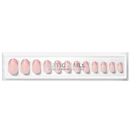 Static Nails Reusable Pop-On Manicure Rose Gold Double French Round