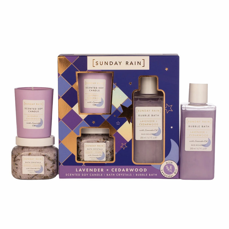 Sunday Rain Lavender + Cedarwood Bath Trio