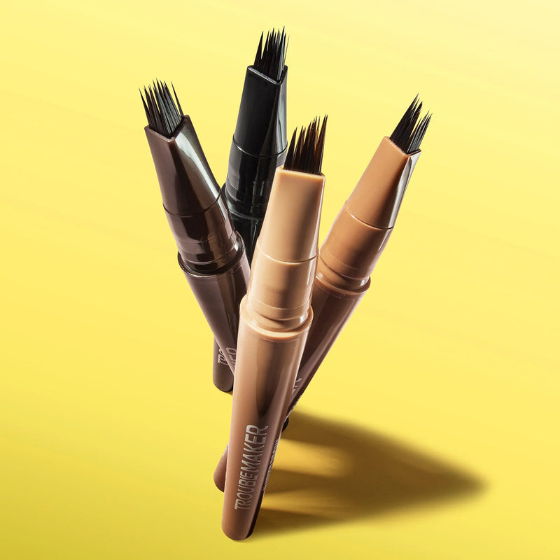 Trouble Maker Fluffer Brow Brush Natural Brow Pen Medium Brown, wenkbrauwpen voor volle, natuurlijke brows, foto 3 van 3