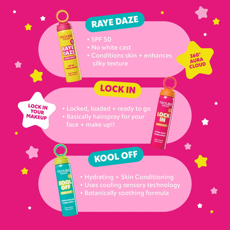 Trouble Maker Raye Daze Spf 50 Aura Mist Fixing Spray