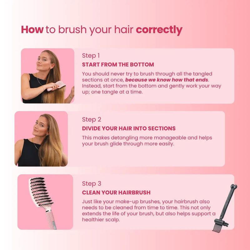 Yuaia Haircare Curved Paddle Brush with Boar Bristles, haarborstel met zwijnenharen, foto 3 van 5