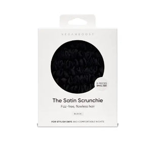 Veganboost Small Satin Scrunchies Black